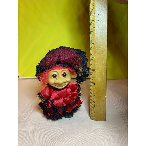 Vintage RUSS Around the World Troll Doll Girl 5" Red Black Lace Dress Veil SPAIN - Picture 2 of 16